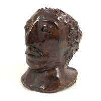 Vintage Brown Glazed Clay Head (MLK)