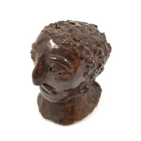 Vintage Brown Glazed Clay Head (MLK)