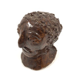 Vintage Brown Glazed Clay Head (MLK)