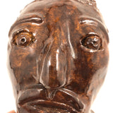 Vintage Brown Glazed Clay Head (MLK)