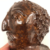 Vintage Brown Glazed Clay Head (MLK)