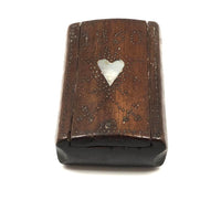 Wonderful Little 1850 Slide Lid Snuff Box with Mother of Pearl Heart and Brass Nails Decoration