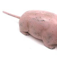 Big Old Folk Art Carved Pink Rat!