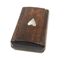 Wonderful Little 1850 Slide Lid Snuff Box with Mother of Pearl Heart and Brass Nails Decoration