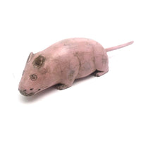 Big Old Folk Art Carved Pink Rat!