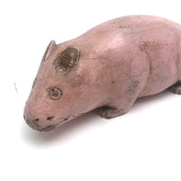 Big Old Folk Art Carved Pink Rat!