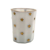 Antique French Portieux Vallerysthal Faceted Opaline Glass Vessel with Gold Stars