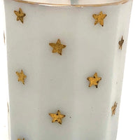 Antique French Portieux Vallerysthal Faceted Opaline Glass Vessel with Gold Stars