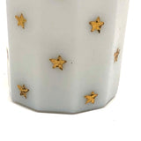 Antique French Portieux Vallerysthal Faceted Opaline Glass Vessel with Gold Stars