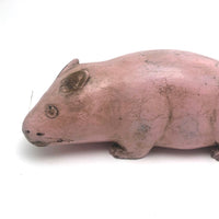 Big Old Folk Art Carved Pink Rat!