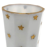 Antique French Portieux Vallerysthal Faceted Opaline Glass Vessel with Gold Stars