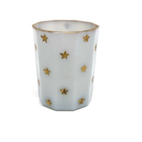 Antique French Portieux Vallerysthal Faceted Opaline Glass Vessel with Gold Stars