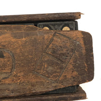 Old Wooden Dominoes Set in Very Tender Hand-Carved Falling Apart Box