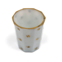 Antique French Portieux Vallerysthal Faceted Opaline Glass Vessel with Gold Stars