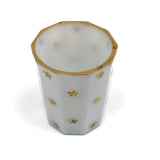 Antique French Portieux Vallerysthal Faceted Opaline Glass Vessel with Gold Stars