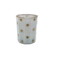 Antique French Portieux Vallerysthal Faceted Opaline Glass Vessel with Gold Stars