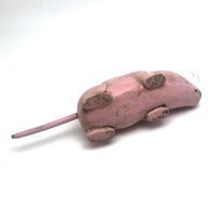 Big Old Folk Art Carved Pink Rat!