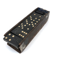 Old Wooden Dominoes Set in Very Tender Hand-Carved Falling Apart Box