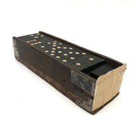 Old Wooden Dominoes Set in Very Tender Hand-Carved Falling Apart Box