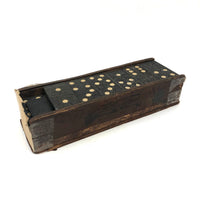 Old Wooden Dominoes Set in Very Tender Hand-Carved Falling Apart Box