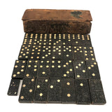 Old Wooden Dominoes Set in Very Tender Hand-Carved Falling Apart Box