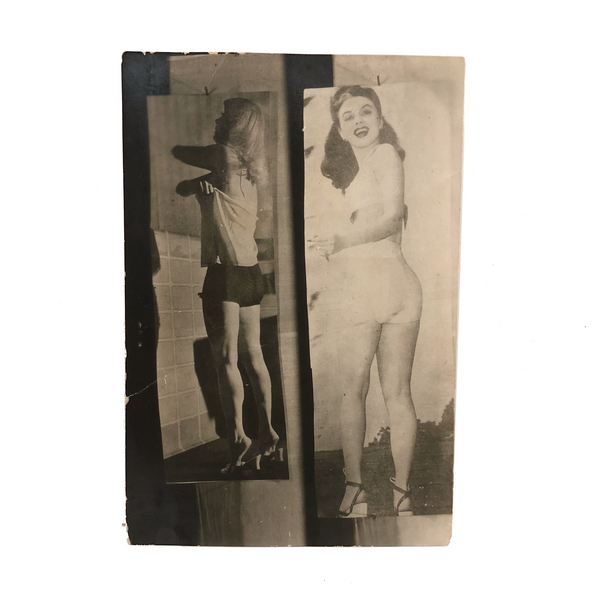 Nailed Up Pin Ups, Unusual Old Snapshot Photo