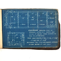 Antique Machinist's Leather Covered Notebook Filled with Blue Prints