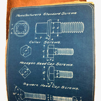 Antique Machinist's Leather Covered Notebook Filled with Blue Prints