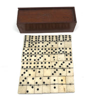 Hattie's Lovely Antique Bone Dominoes With Brass Spinners, Complete in Original Box