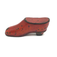 19th C. Red Shoe Lacquered Papier Mache Snuff Box