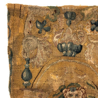 17th-18th Century European Wool Tapestry Fragment: Throned Man in Cape with Giant Quill Pen?!