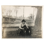 Beautiful Boy with Pair of French Bulldogs Antique Snapshot Photo