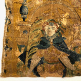 17th-18th Century European Wool Tapestry Fragment: Throned Man in Cape with Giant Quill Pen?!