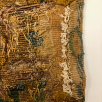 17th-18th Century European Wool Tapestry Fragment: Throned Man in Cape with Giant Quill Pen?!