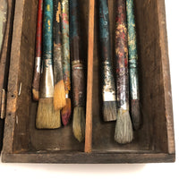 Great Antique Painter's Box As Found with Brushes and Exceptionally Lovely Small Painter's Palette