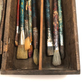 Great Antique Painter's Box As Found with Brushes and Exceptionally Lovely Small Painter's Palette