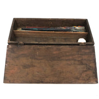 Great Antique Painter's Box As Found with Brushes and Exceptionally Lovely Small Painter's Palette