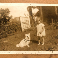 1930s Snapshot of Girl and Dog (at 9 Years) Mounted and Framed with Dog Tags