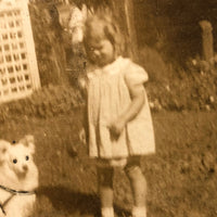 1930s Snapshot of Girl and Dog (at 9 Years) Mounted and Framed with Dog Tags