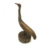 Curious Old Long Necked Golden Bird on Cork Base