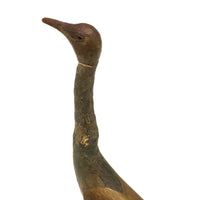 Curious Old Long Necked Golden Bird on Cork Base