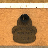 1930s Snapshot of Girl and Dog (at 9 Years) Mounted and Framed with Dog Tags