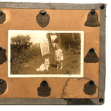 1930s Snapshot of Girl and Dog (at 9 Years) Mounted and Framed with Dog Tags