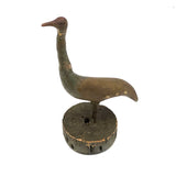 Curious Old Long Necked Golden Bird on Cork Base