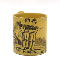 A Fine Morning Sister, Poignant Early 1800s Canary Yellow Extra Small Child's Mug