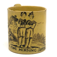 A Fine Morning Sister, Poignant Early 1800s Canary Yellow Extra Small Child's Mug