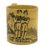 A Fine Morning Sister, Poignant Early 1800s Canary Yellow Extra Small Child's Mug