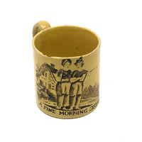 A Fine Morning Sister, Poignant Early 1800s Canary Yellow Extra Small Child's Mug