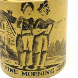 A Fine Morning Sister, Poignant Early 1800s Canary Yellow Extra Small Child's Mug