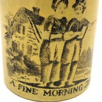 A Fine Morning Sister, Poignant Early 1800s Canary Yellow Extra Small Child's Mug